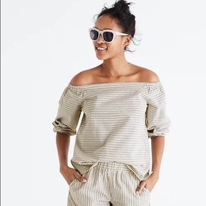 CLOSET CLOSING Madewell Jardin Striped Off The Shoulder Top NWT